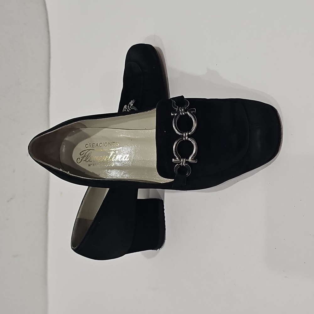Salvatore Ferragamo Suede Black Pumps Silver Buckle Size 6(36)